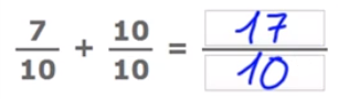 Exemplo de adição de frações com o mesmo denominador.
