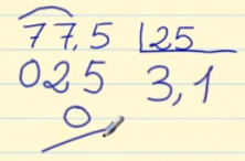 Exemplo de divisões com números decimais.