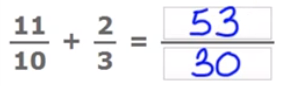Exemplo de adição de frações com denominadores coprimo.