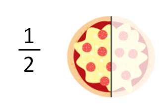 Imagem de pizza para representar 1/2.