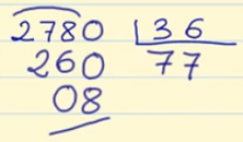 Exemplo de dividir um número inteiro por um número decimal.