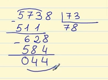 Exemplo de divisão com número de dois dígitos.