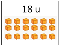 Unidades: Exemplo de dezenas com cubinhos.