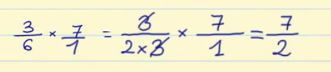 Exemplo de multiplicação de frações.